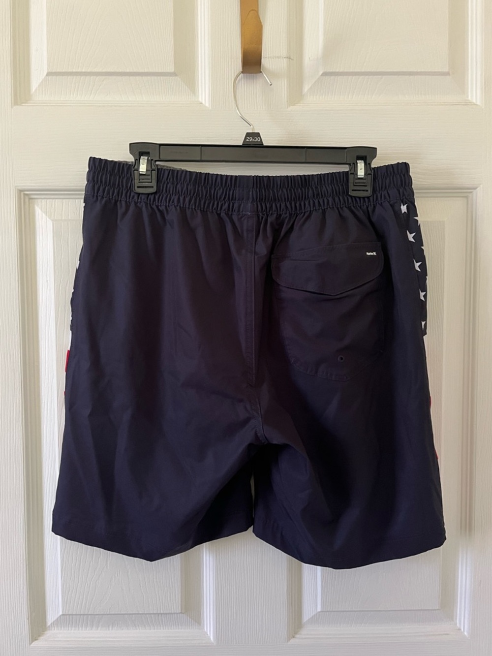 Hurley Navy Swim Trunks with Red & White Star-Spangled Side Panels - Picture 2 of 5